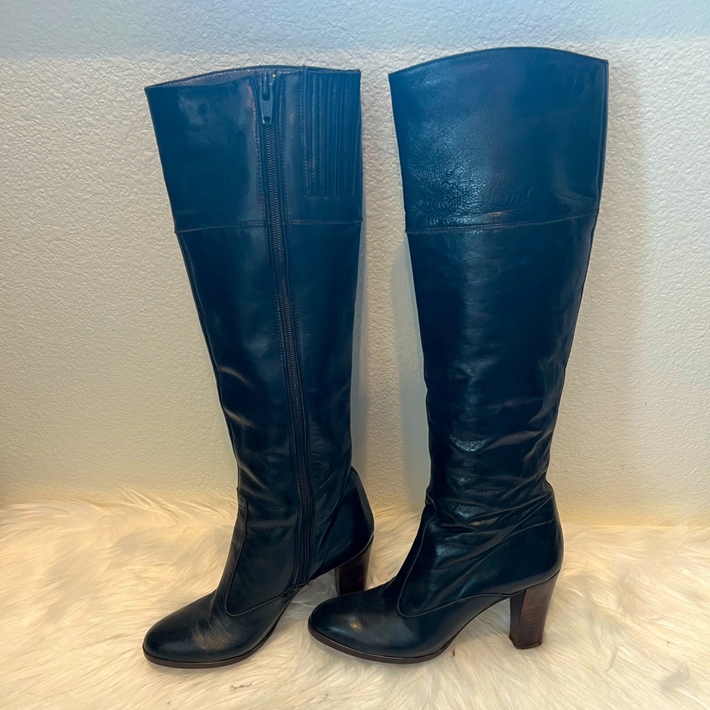 Barefoot Original black leather knee high boots